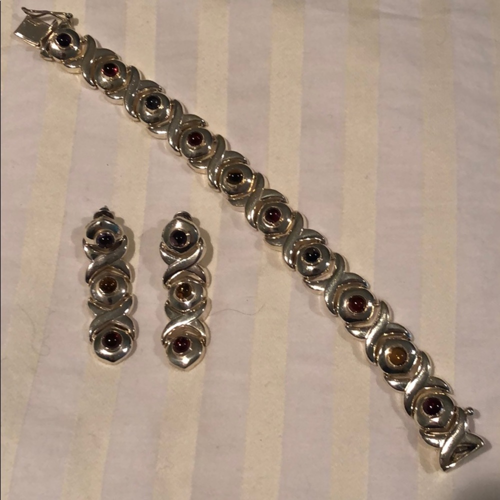 STERLING SILVER BRACELET AND EARRINGS - NEW